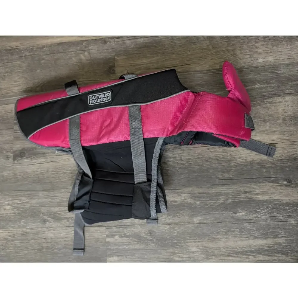 Outward Hound Pink Dog Life Jacket Size M Adjustable Girth & Neck Handles